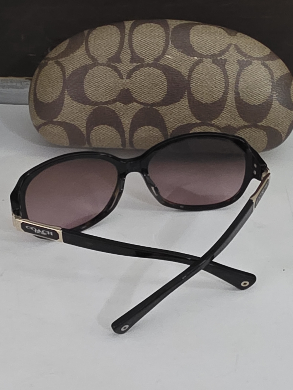 Coach Dark Tortoise Annette Sunglasses And Hard Shell Case - Picture 6 of 8